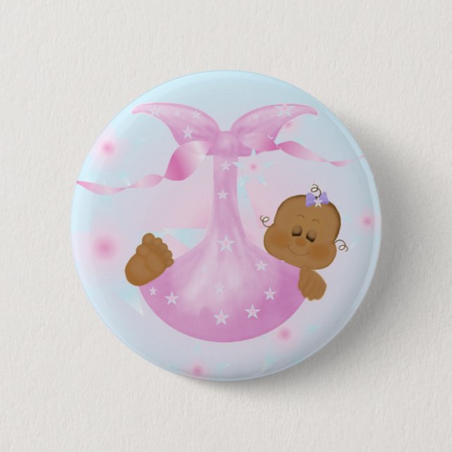 Badge Rond 5 Cm Bébé d'Afro-américain dans la couverture (Devant)