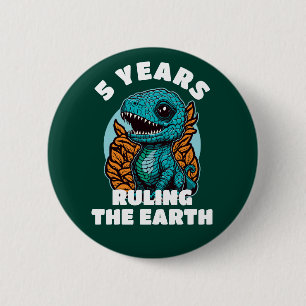 Badge Rond 5 Cm Bébé Dinosaure 5 Anniversaire