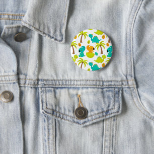 Badge Rond 5 Cm Bébé dinosaure mignon Triceratops oeufs de dino pa