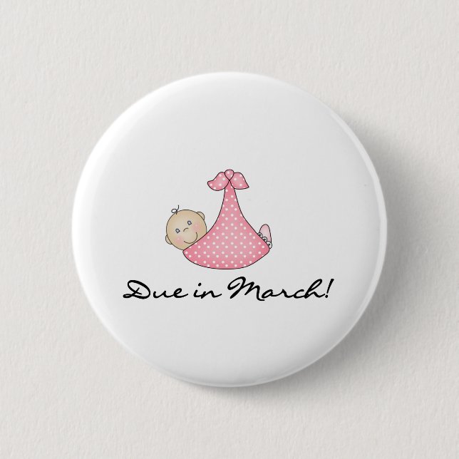 Badge Rond 5 Cm Bébé dû en mars (Devant)