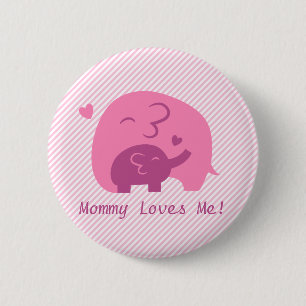 Badge Rond 5 Cm Bébé éléphant mignon et maman Parents Amour