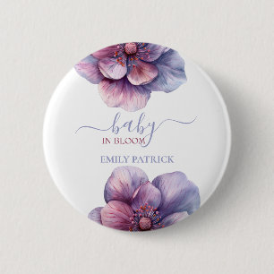 Badge Rond 5 Cm Bébé en fleurs baby shower floral