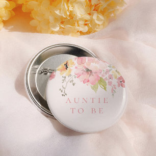 Badge Rond 5 Cm Bébé en fleurs Fille Baby Shower Tante à venir