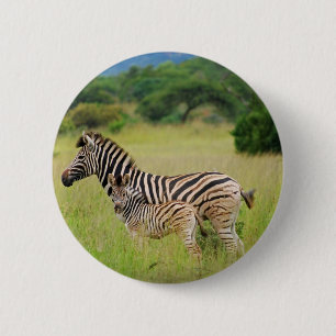 Badge Rond 5 Cm Bébé et maman de zèbre