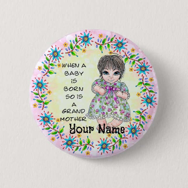 Badge Rond 5 Cm Bébé fille de grand-mère  (Devant)