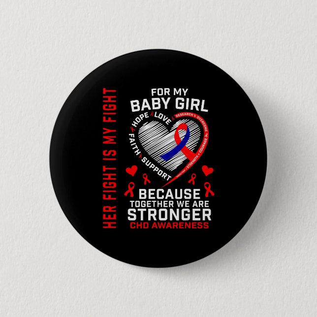 Badge Rond 5 Cm Bébé Fille Fille Conscience TSH Maladie Cardiaque  (Devant)