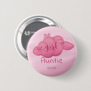 Badge Rond 5 Cm Bébé fille nuage aquarelle Shower Tante à venir