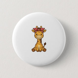 Badge Rond 5 Cm Bébé girafe mignon avec noeud papillon design vect