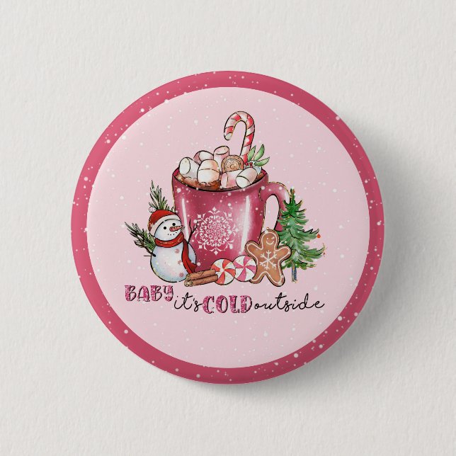 Badge Rond 5 Cm Bébé Il fait froid dehors Chaud cacao Mug (Devant)