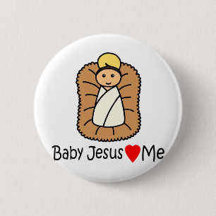 Badge Rond 5 Cm Bébé Jésus Coeur (Amours) Moi