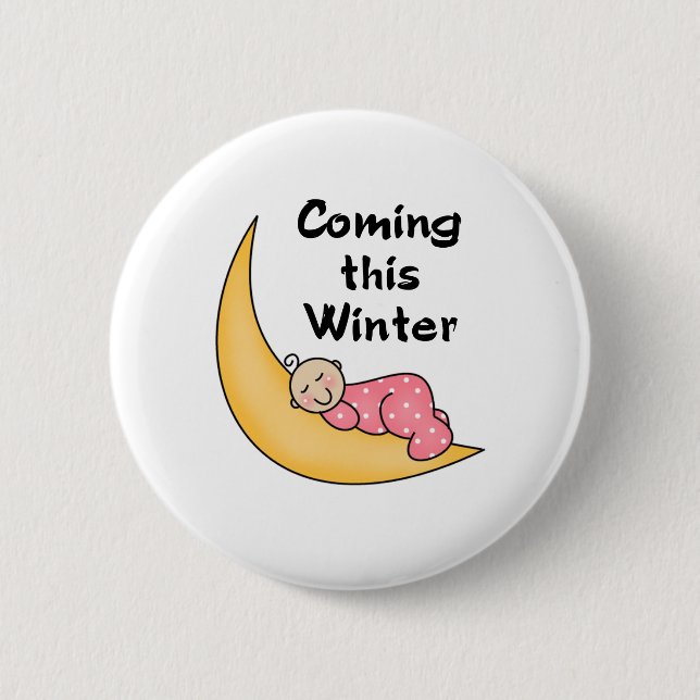 Badge Rond 5 Cm Bébé l'hiver de lune (Devant)
