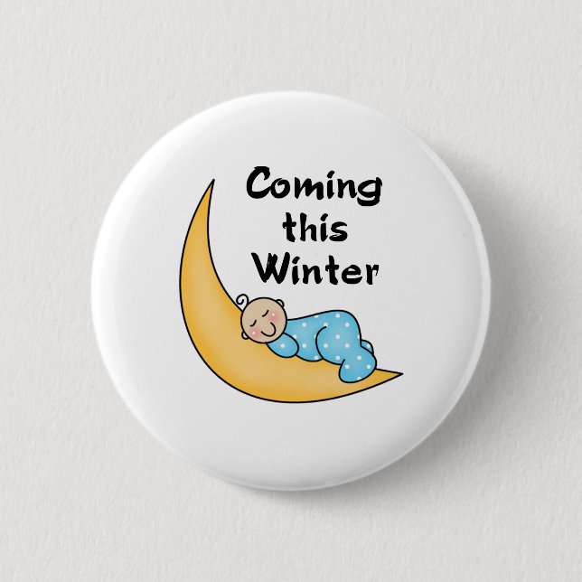 Badge Rond 5 Cm Bébé l'hiver de lune (Devant)