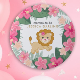 Badge Rond 5 Cm Bébé Lion Maman doit être un bouton pour le baby s