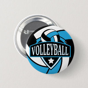 Badge Rond 5 Cm Bébé logo bleu et noir volleyball