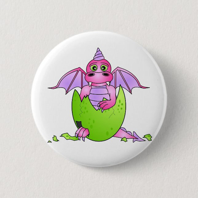 Badge Rond 5 Cm Bébé mignon de dragon en oeuf criqué - (Devant)