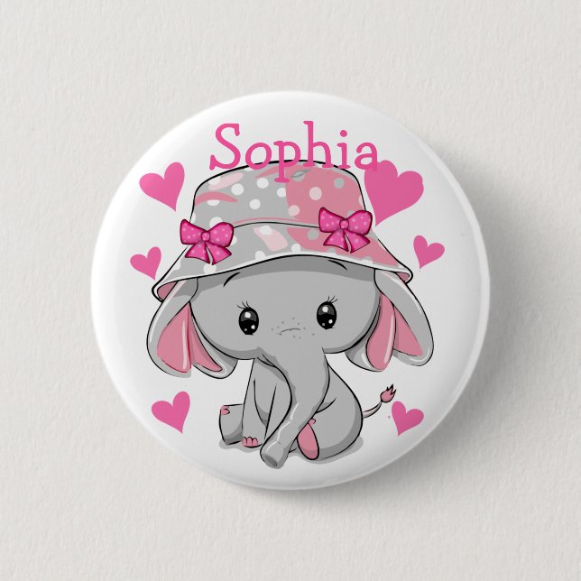 Badge Rond 5 Cm Bébé mignon Eléphant fille (Devant)