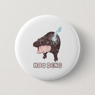 Badge Rond 5 Cm Bébé mignon Hippo Moo Deng Bouncy Pig en thaïlanda