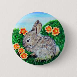 Badge Rond 5 Cm Bébé mignon peinture lapin