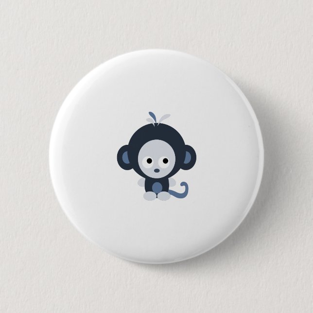 Badge Rond 5 Cm Bébé mignon Singe bleu (Devant)