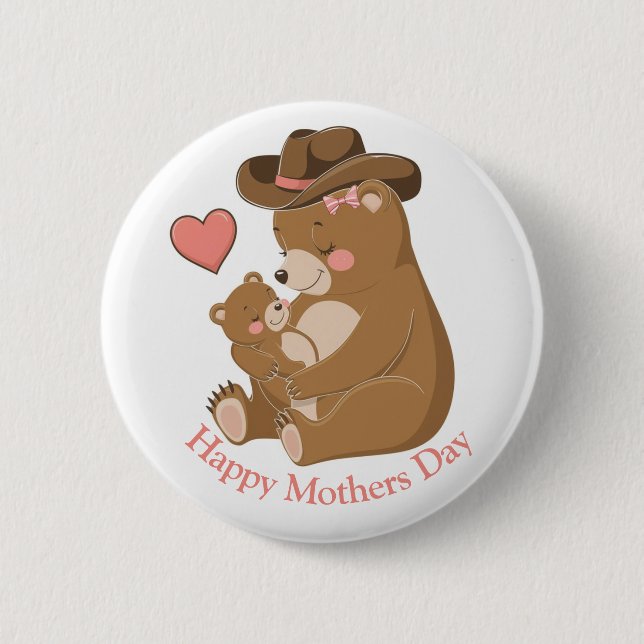 Badge Rond 5 Cm Bébé ours Bonne fête des mères (Devant)