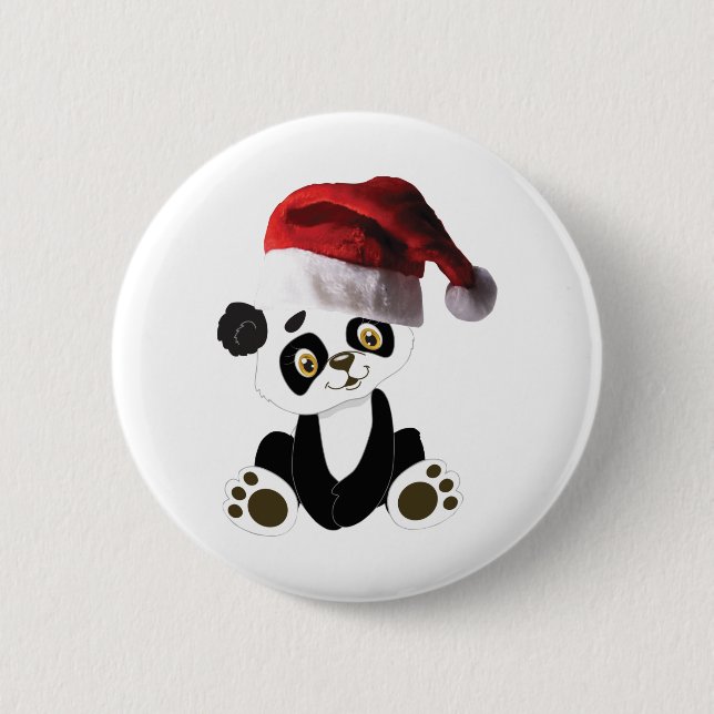 Badge Rond 5 Cm bébé panda ours de noël (Devant)