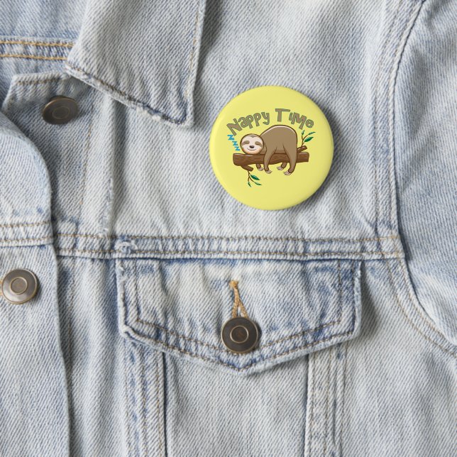 Badge Rond 5 Cm  Bébé Paresseux (En situation)