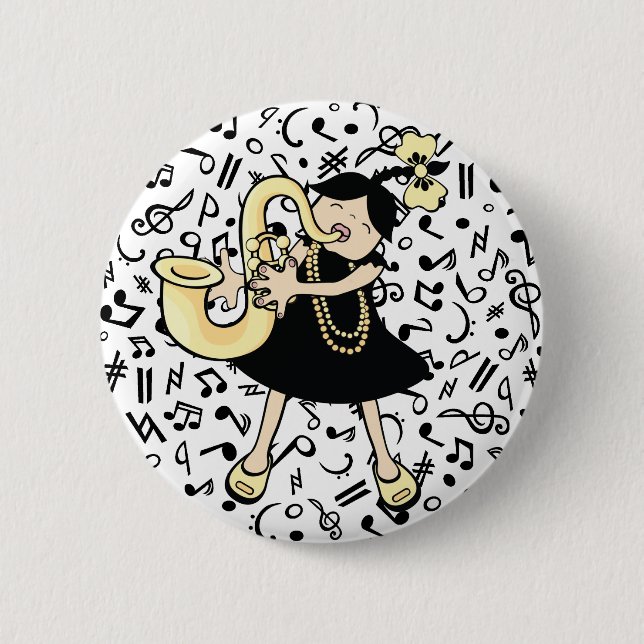 Badge Rond 5 Cm Bébé saxophone (Devant)