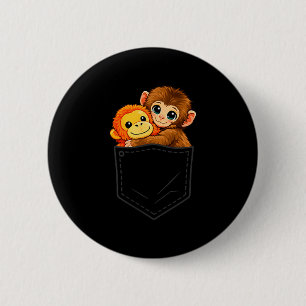 Badge Rond 5 Cm Bébé singe drôle qui donne un coup de poing et ora