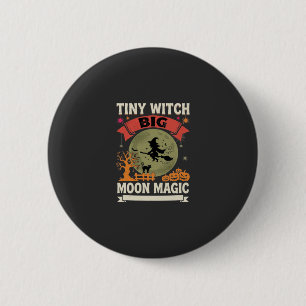 Badge Rond 5 Cm Bébé Sorcière Magie Lunaire Halloween