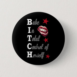 Badge Rond 5 Cm Bébé totalement maîtresse d'elle-même