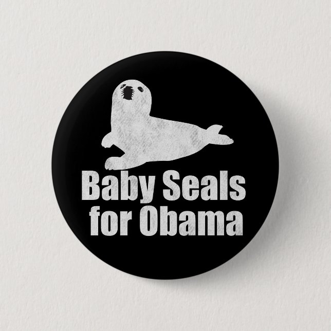 Badge Rond 5 Cm Bébés phoques pour Obama (Devant)