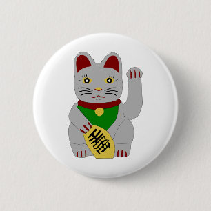Badge Rond 5 Cm Beckoning Cat Lucky