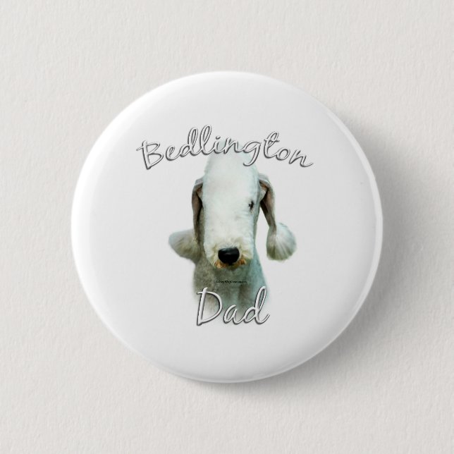 Badge Rond 5 Cm Bedlington Terrier Papa 2 (Devant)