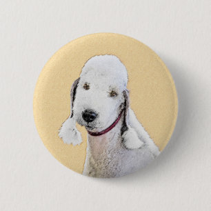 Badge Rond 5 Cm Bedlington Terrier Peinture - Art Chien original
