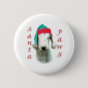 Badge Rond 5 Cm Bedlington Terrier Père Noël Paws