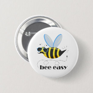 Badge Rond 5 Cm Bee caractère avec mustache lunettes de soleil Bee