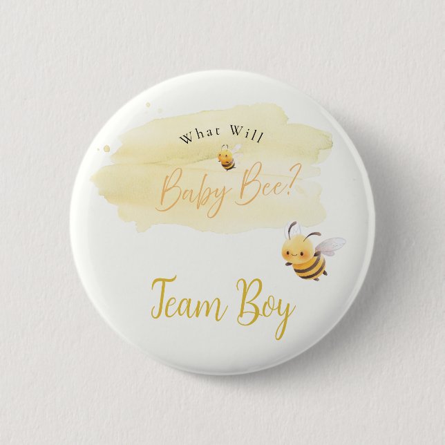 Badge Rond 5 Cm Bee Gender Reveal Button Team Boy (Devant)