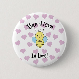 Badge Rond 5 Cm Bee Lieve In Love