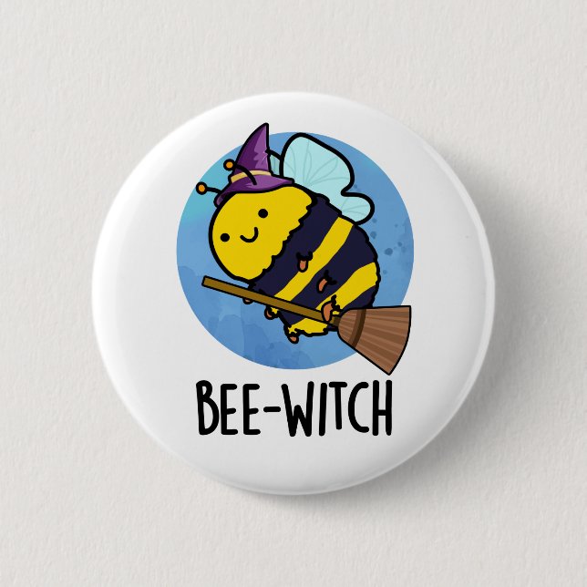 Badge Rond 5 Cm Bee-sorcière Funny Bee Pun (Devant)