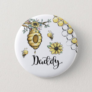 Badge Rond 5 Cm Beehive Florale Miel Sweet Bee Baby shower Papa