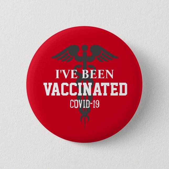 Badge Rond 5 Cm Been Vaccinated Covid 19 Vaccine Red (Devant)