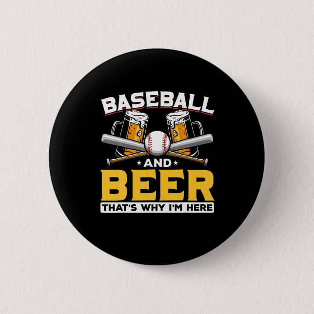 Badge Rond 5 Cm Beer Drinker Baseball Beer Humor Birthday (Devant)