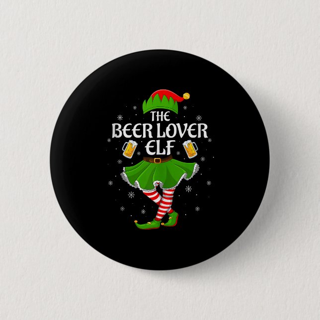 Badge Rond 5 Cm Beer Lover Elf Christmas Family Girls Women Elf Sq (Devant)