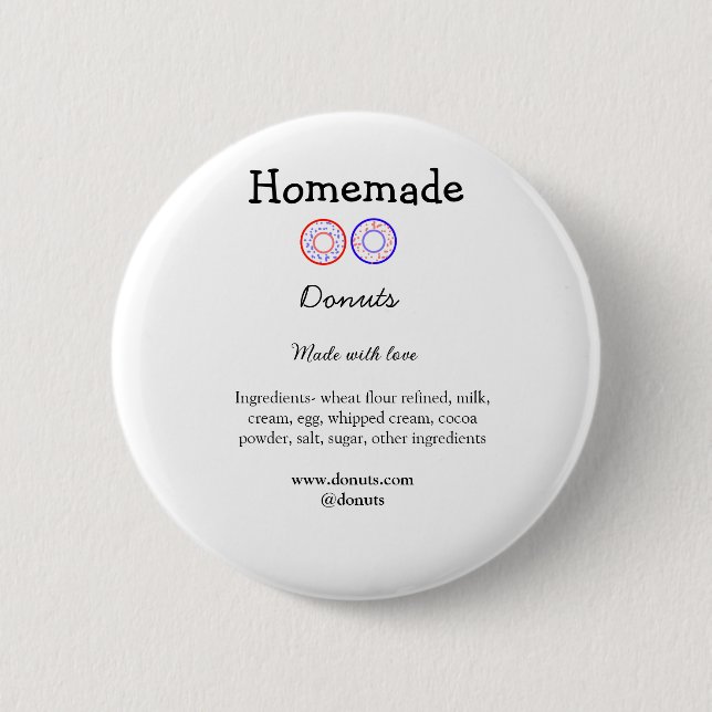 Badge Rond 5 Cm beignets faits maison avec amour ajouter site de t (Devant)