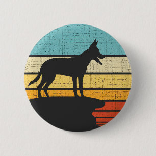 Badge Rond 5 Cm Belge Malinois Retro Vintage 60s les années 70 Chi