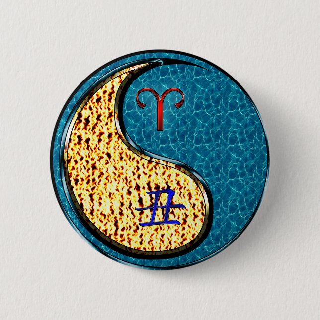 Badge Rond 5 Cm Bélier & Bœuf d'eau (Devant)
