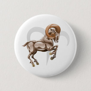 Badge Rond 5 Cm Bélier le signe d'étoile ou de naissance de RAM