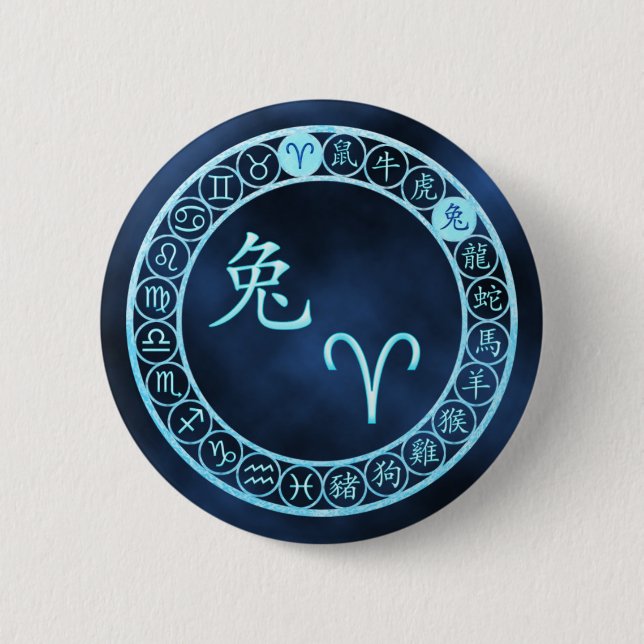 Badge Rond 5 Cm Bélier/Rabbit (Devant)