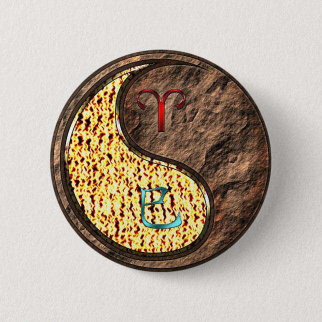 Badge Rond 5 Cm Bélier & Serpent de Terre (Devant)