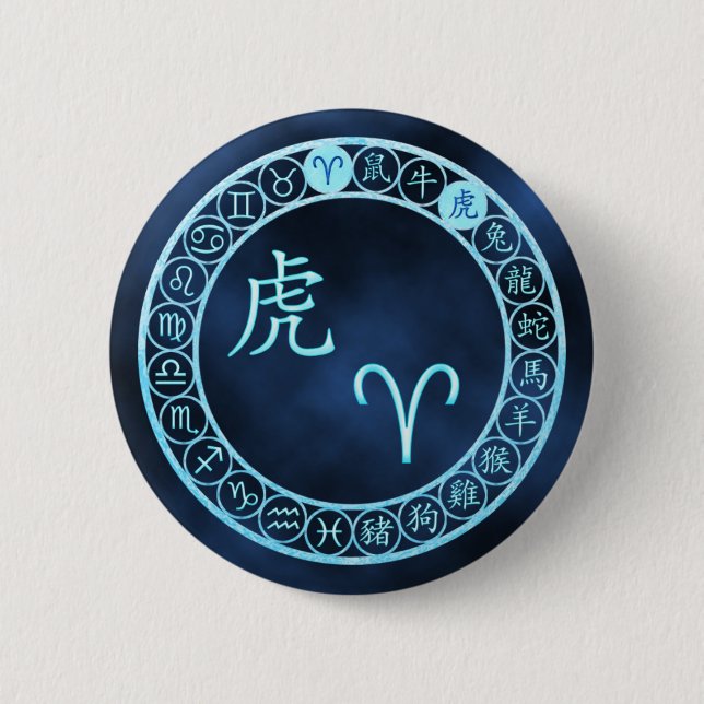 Badge Rond 5 Cm Bélier/Tiger (Devant)